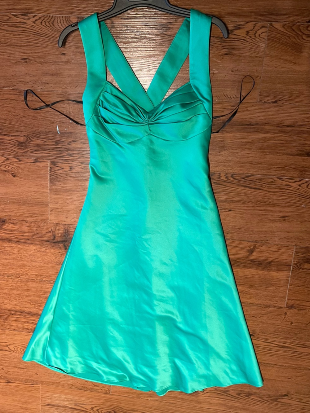 Vintage Calvin Klein Emerald Green Satin Strapless Gown
